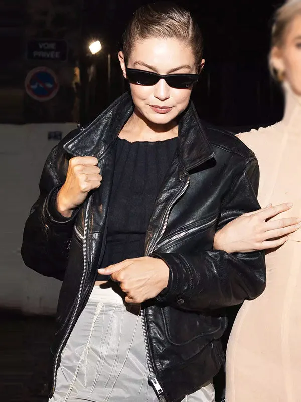 2024 Gigi Hadid Leather Jacket