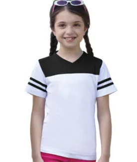 2637 LA T Girls Football T Shirt White/ Black
