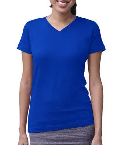 3507 LA T Ladies V-Neck Longer Length T-Shirt Royal