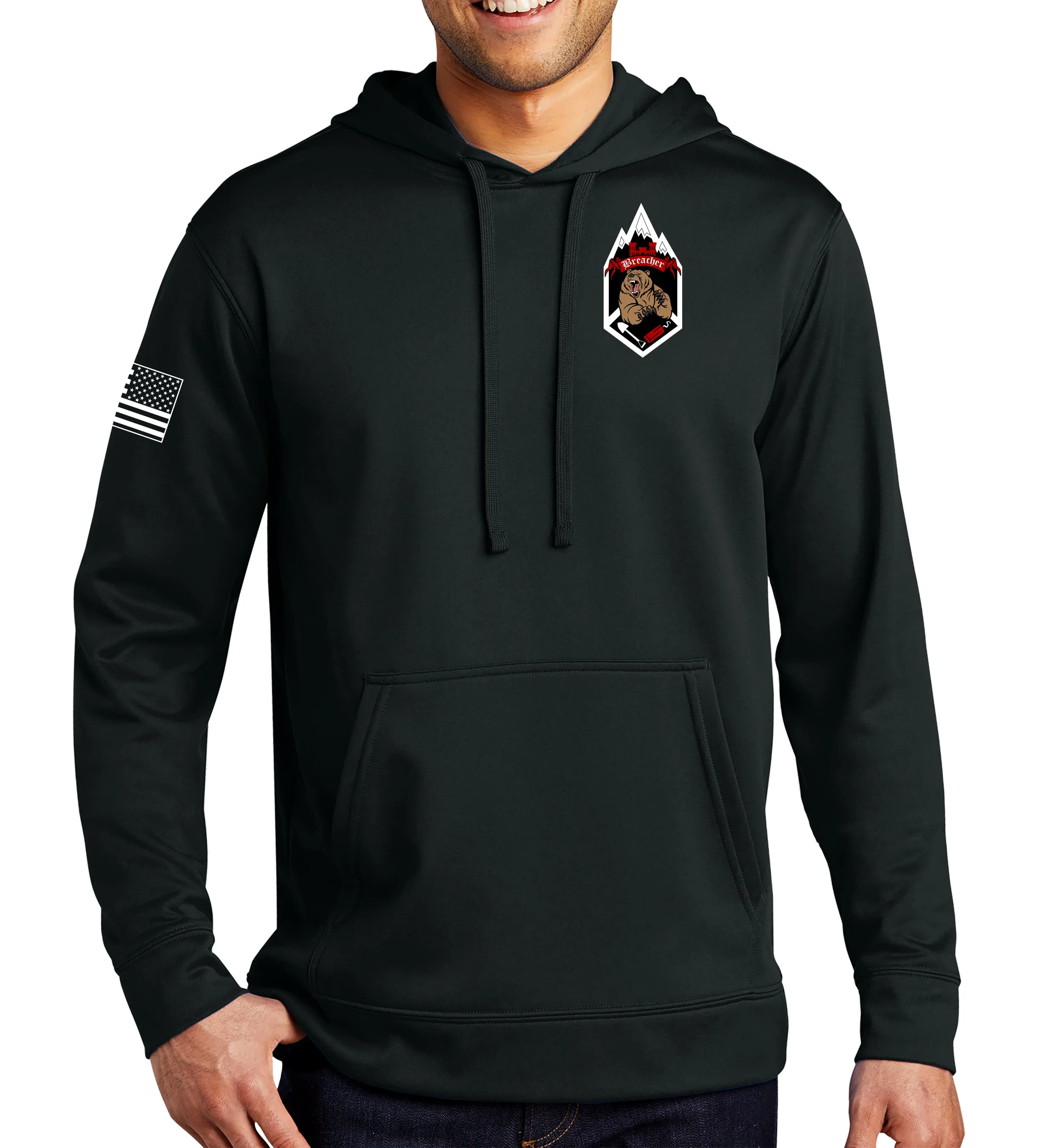 Born to Breach Performance Unisex Hoodie Sweatshirt. (This material is lighter than the 50-50) This sweatshirt is NOT approved for PT.
