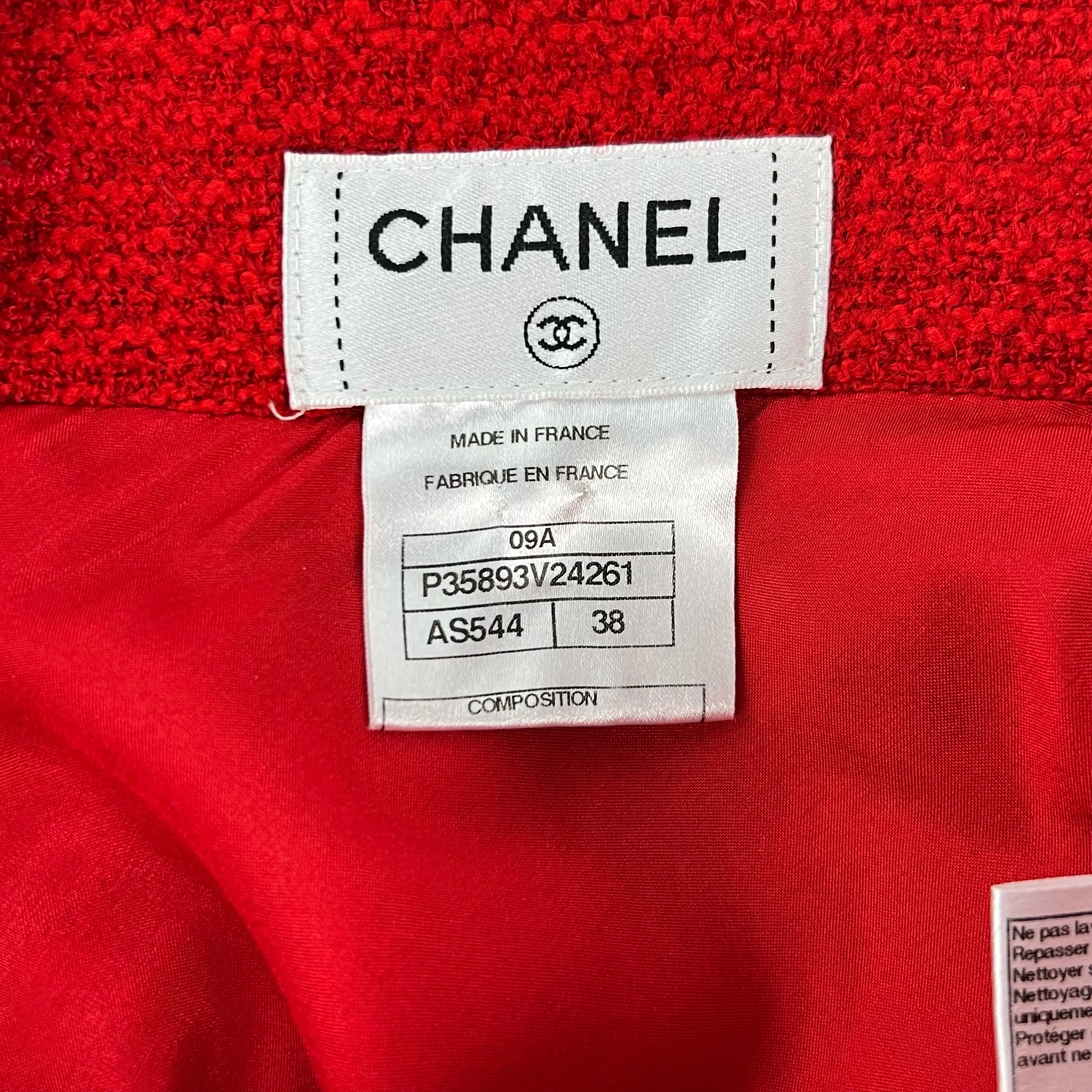 Chanel Fall 2009 Red Wool Tweed Skirt
