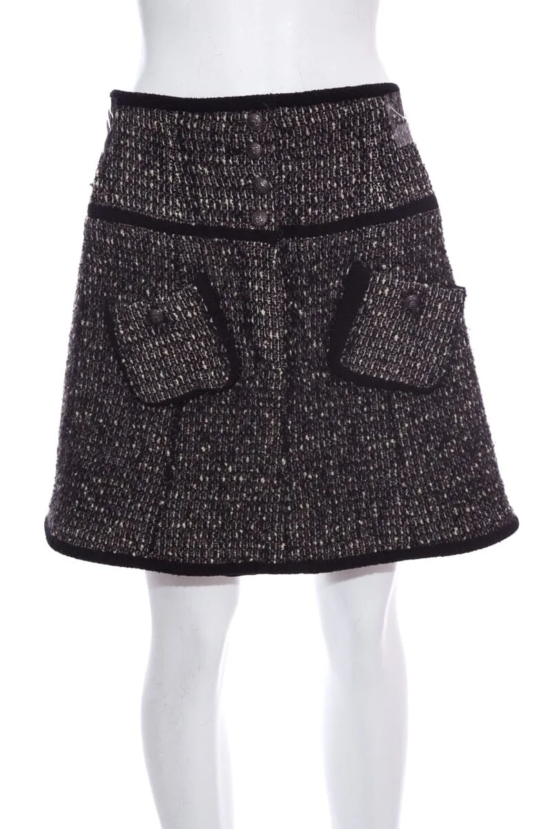 Chanel FW '06  Black & Brown Tweed Mini Skirt SZ 36