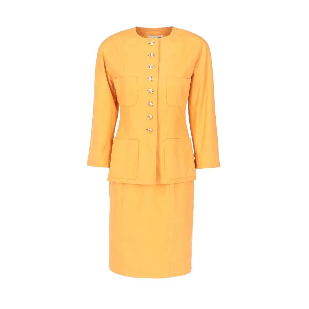 Chanel Orange Cotton Skirt Suit - '90s
