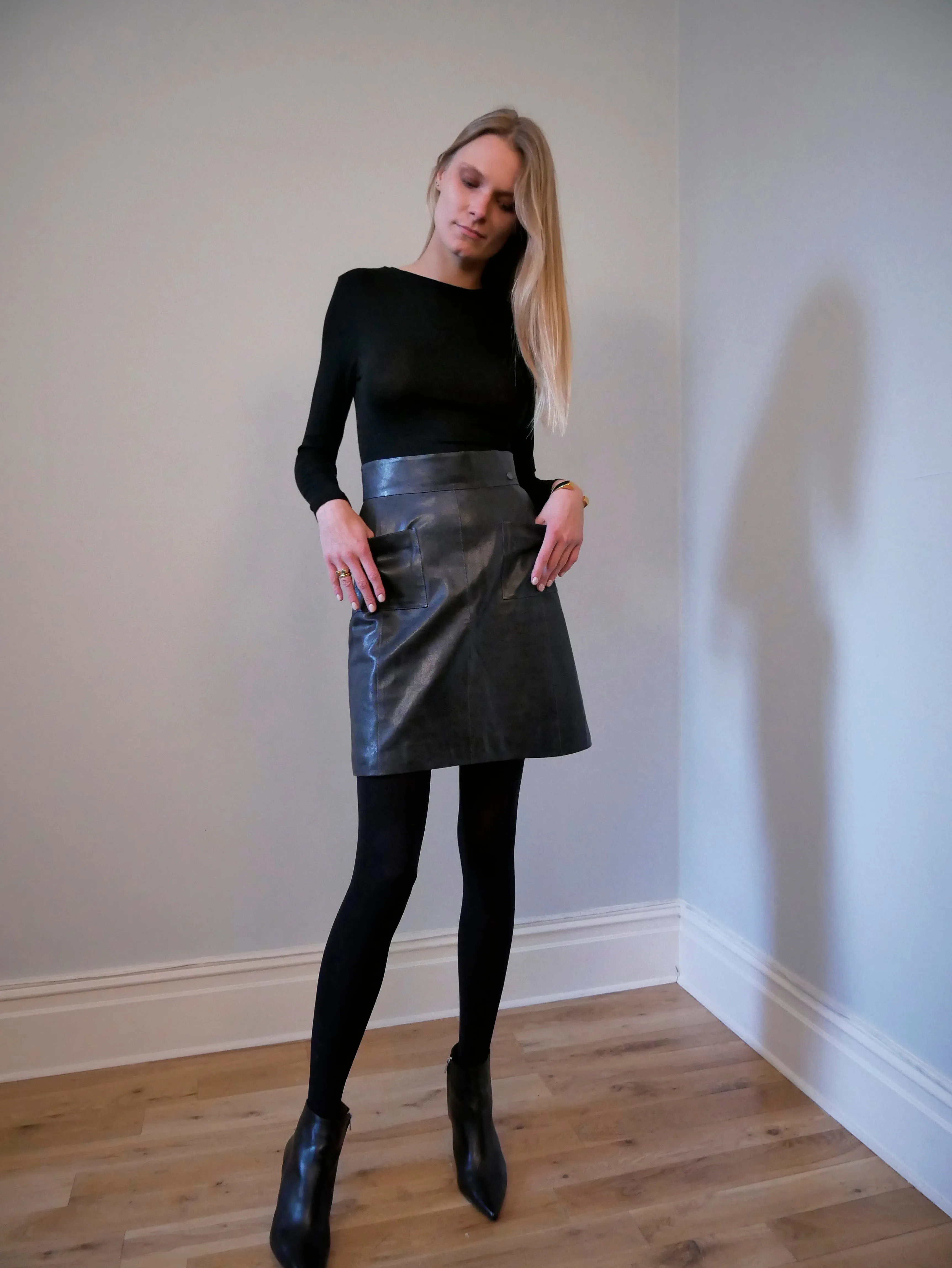 Chanel pre-loved leather skirt