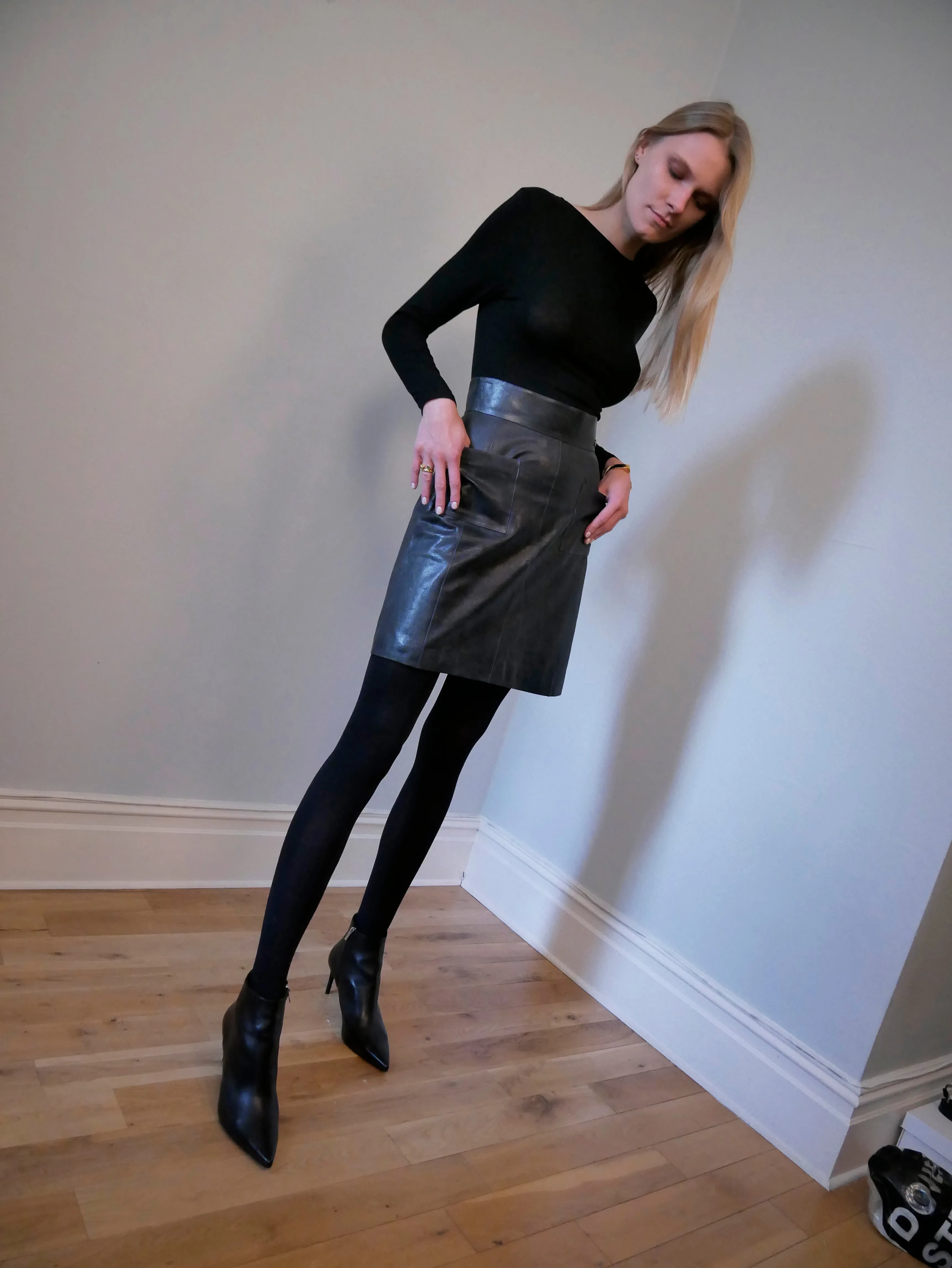 Chanel pre-loved leather skirt