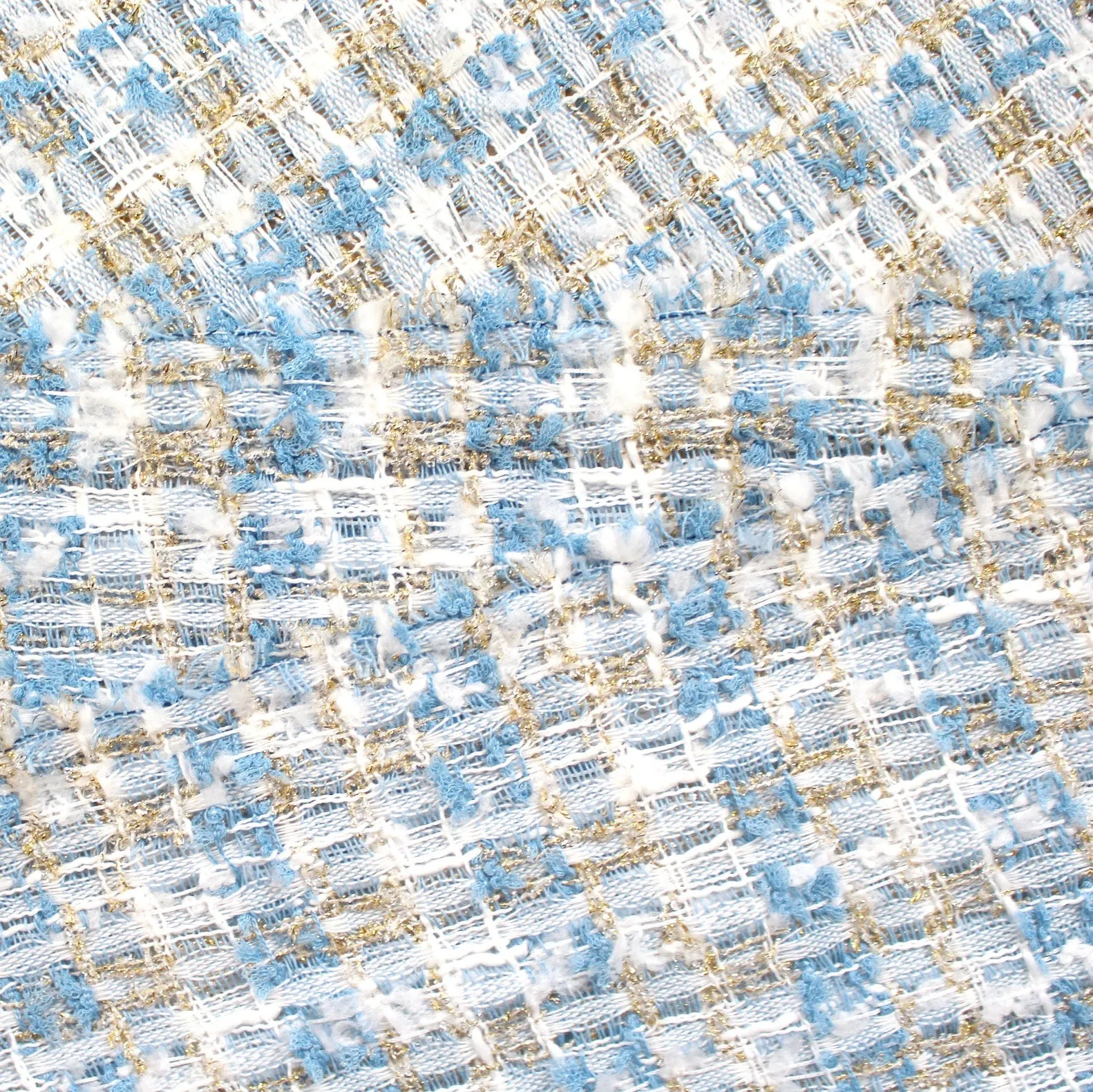 'Chanel-style'  sparkly boucle' - sky/silver/gold