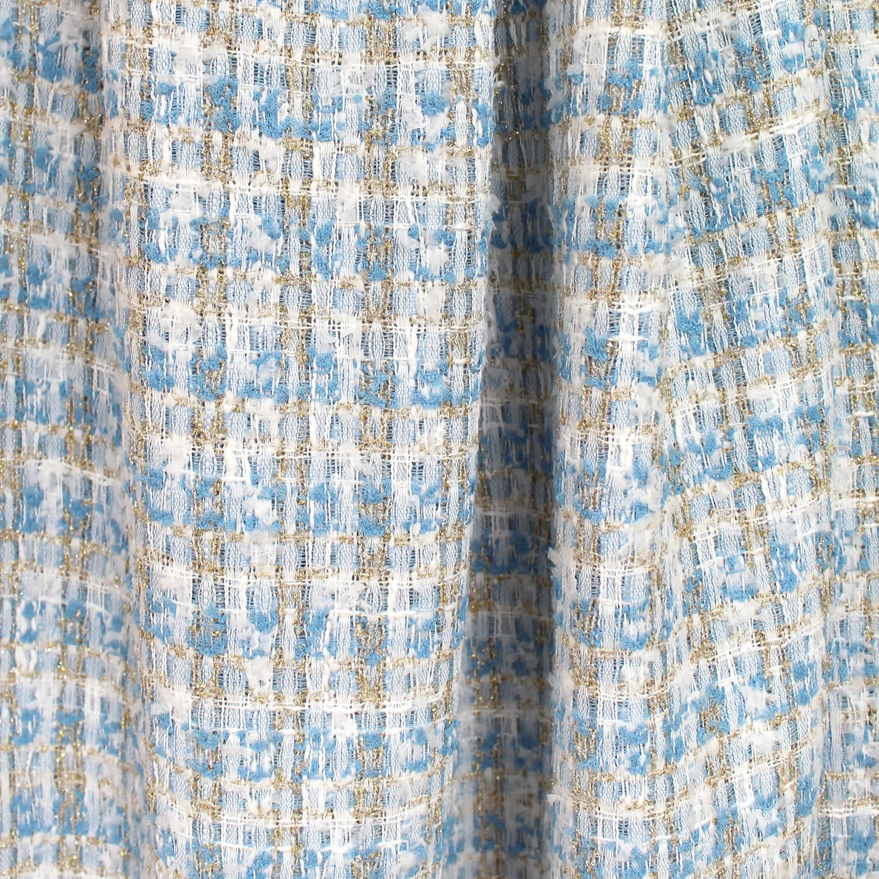 'Chanel-style'  sparkly boucle' - sky/silver/gold