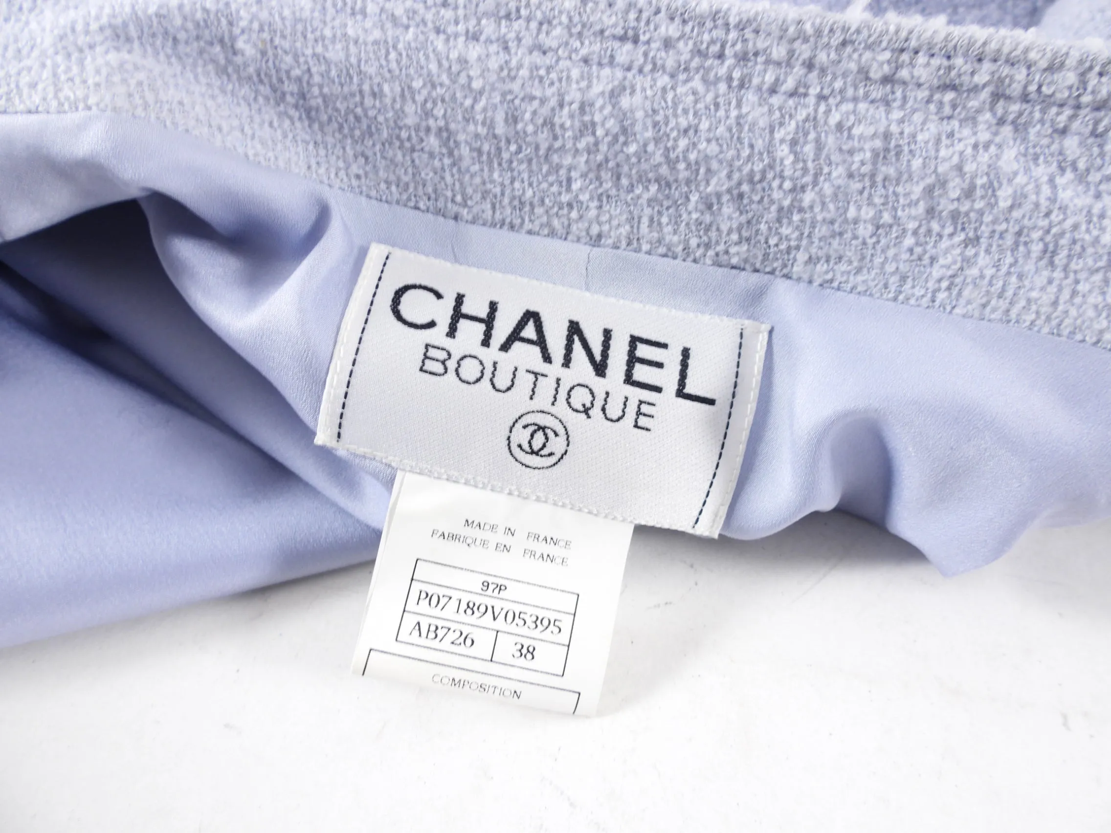 Chanel Vintage 1997 Spring Ice Blue Wool Skirt Suit - 38