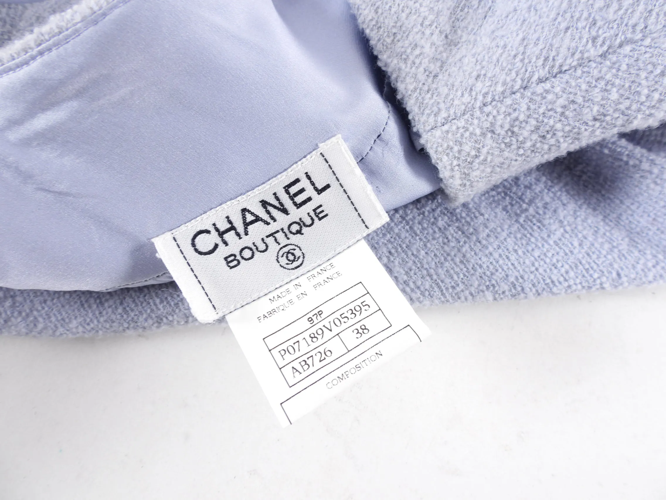 Chanel Vintage 1997 Spring Ice Blue Wool Skirt Suit - 38