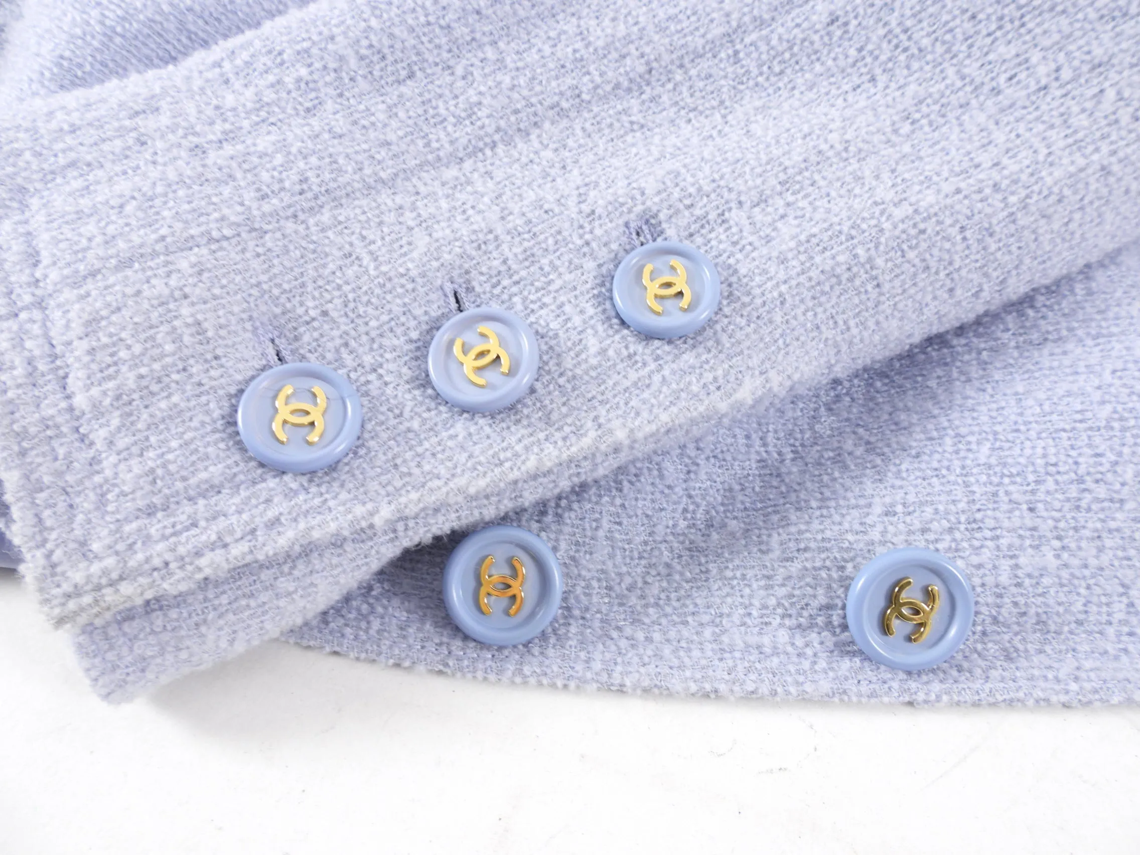 Chanel Vintage 1997 Spring Ice Blue Wool Skirt Suit - 38