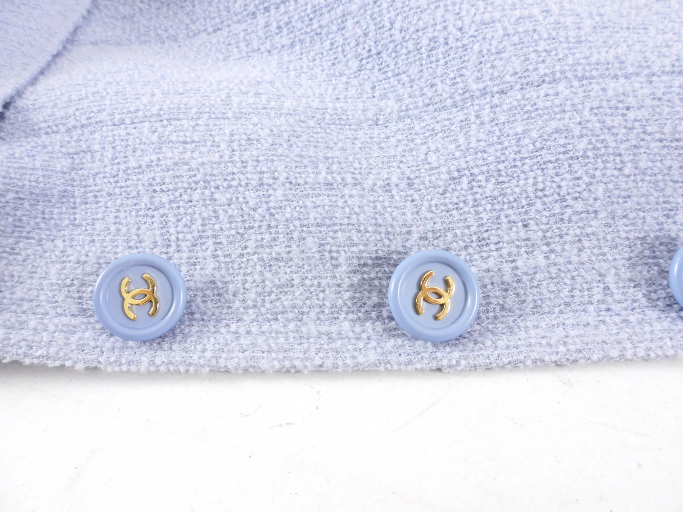 Chanel Vintage 1997 Spring Ice Blue Wool Skirt Suit - 38