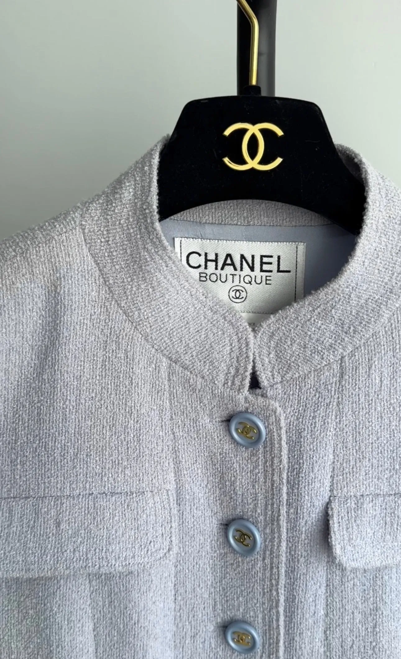 Chanel Vintage 1997 Spring Ice Blue Wool Skirt Suit - 38