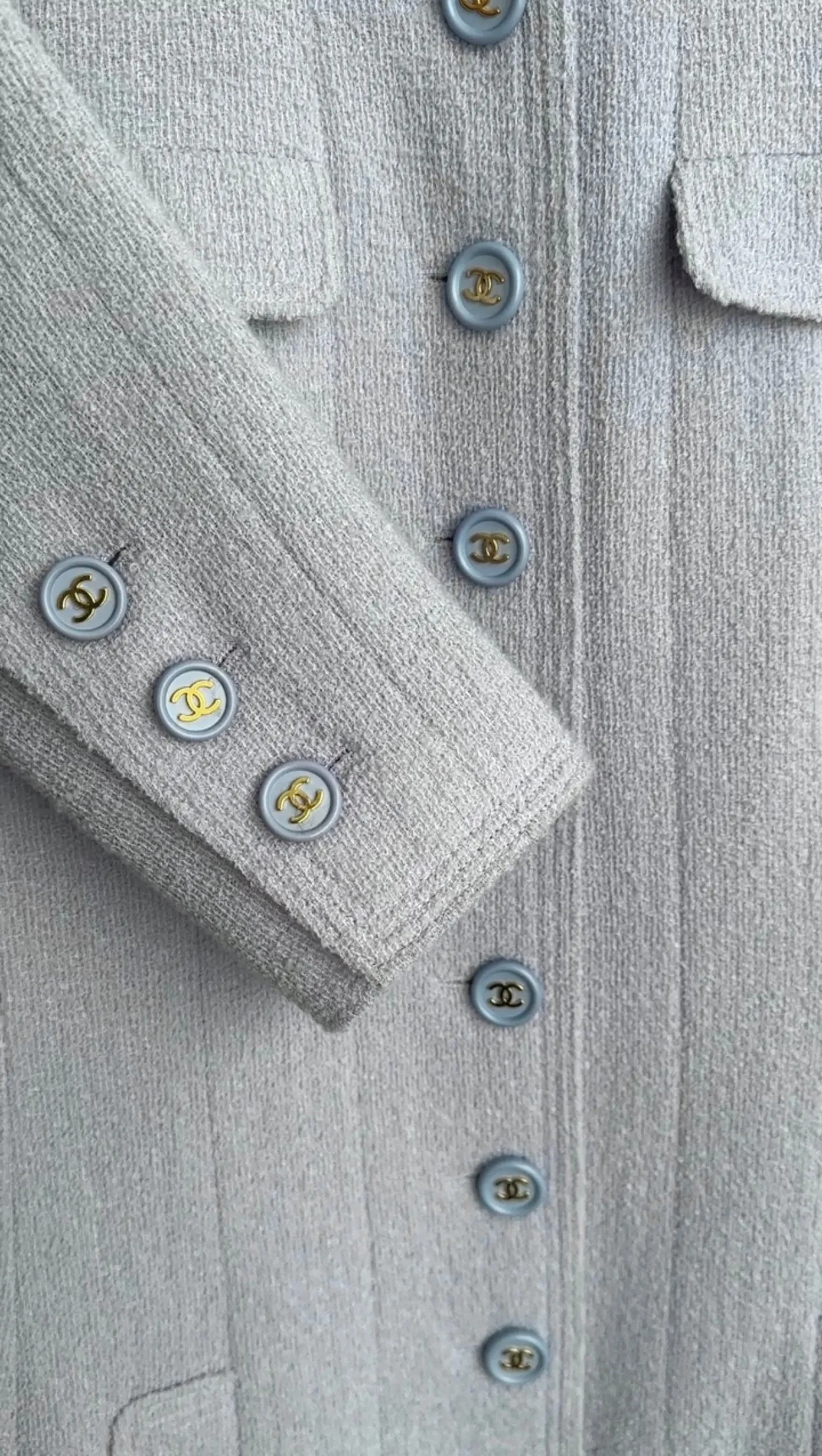 Chanel Vintage 1997 Spring Ice Blue Wool Skirt Suit - 38