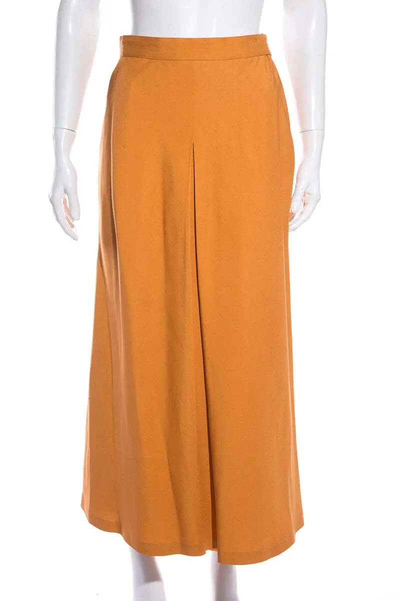 Chanel Vintage Orange Pleat Front Skirt SZ N/A