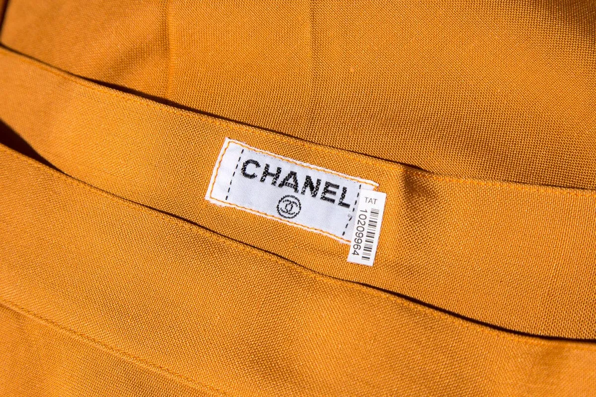 Chanel Vintage Orange Pleat Front Skirt SZ N/A