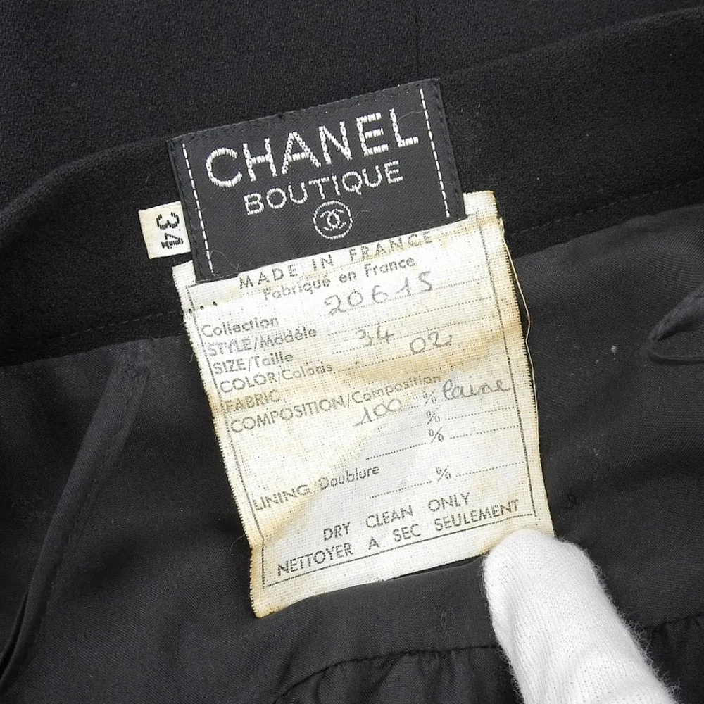 Chanel Wool Skirt Vintage Black