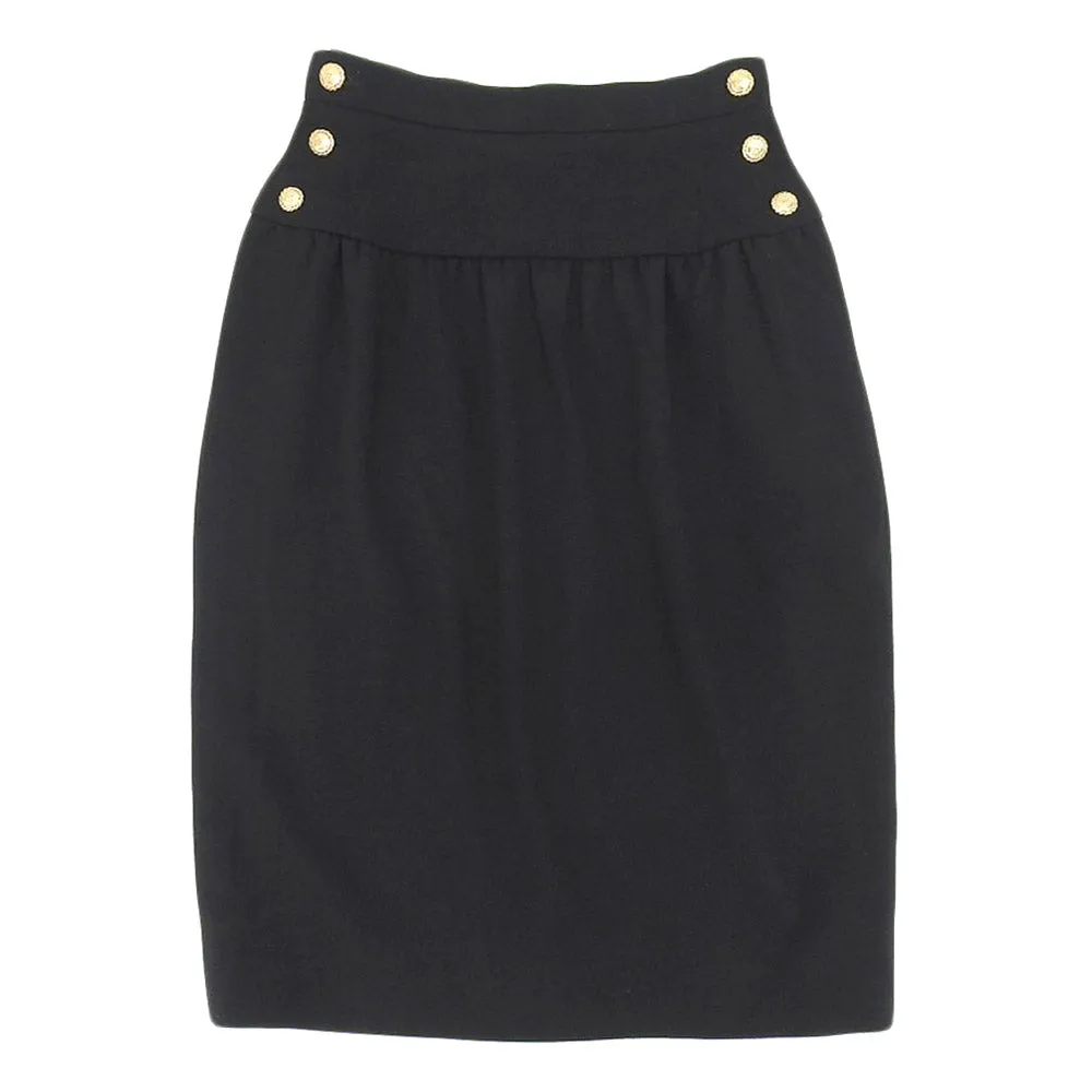 Chanel Wool Skirt Vintage Black