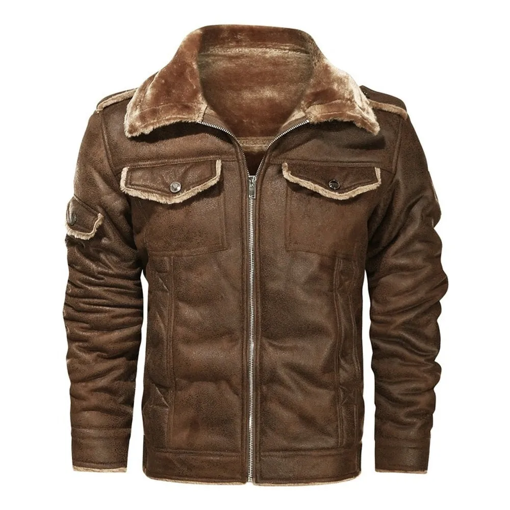 Clothing Vintage Leather Jacket Autumn Winter Streetwear