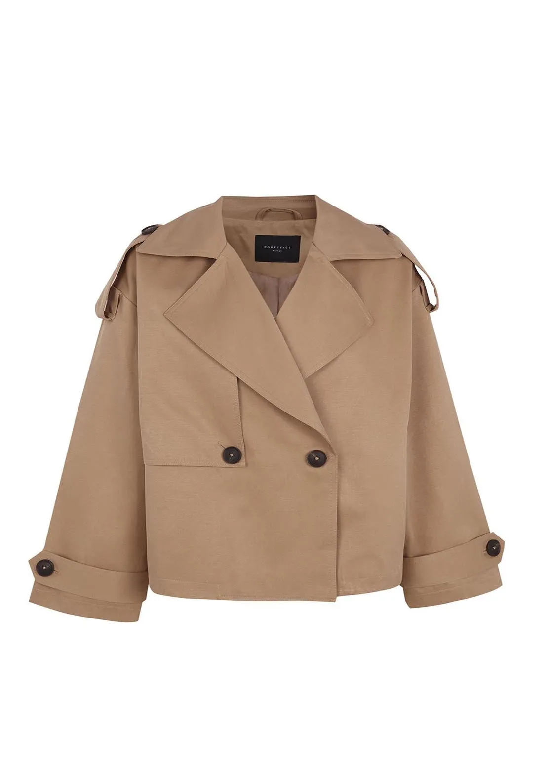 Cropped Trench Coat - Beige/camel