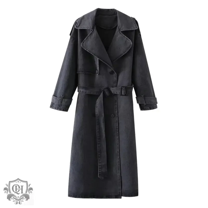 Denim Coat with Belt