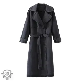 Denim Coat with Belt