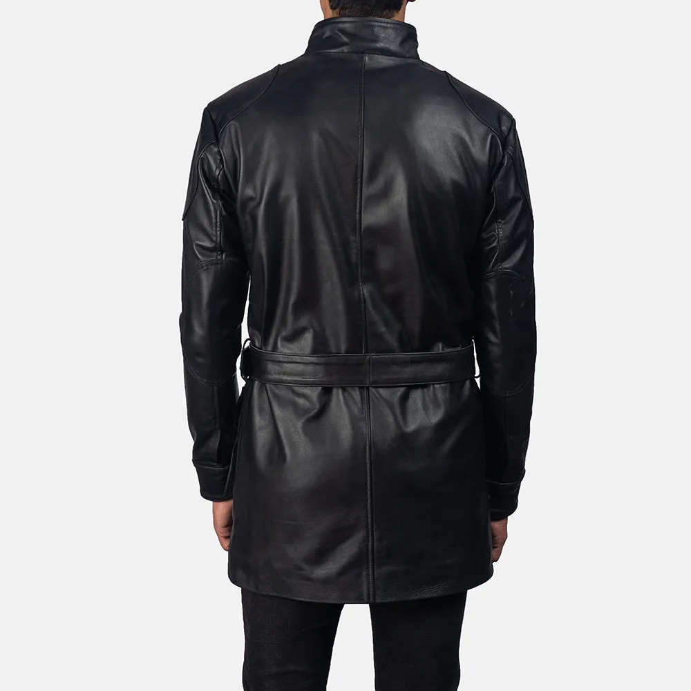 Dolf Black Leather Jacket Up to 5XL