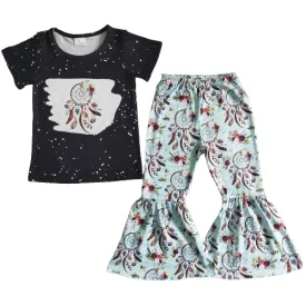 Feather Dreamcatcher Western Bell Bottom Outfit Kids Clothes