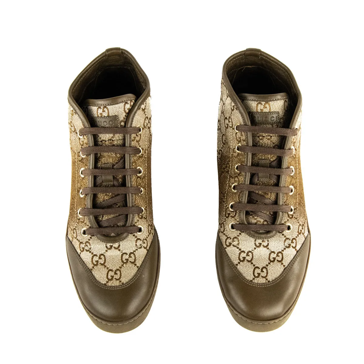 Gucci GG Supreme Charm Embellished High Top Sneakers Size US 11.5 | EU 41.5