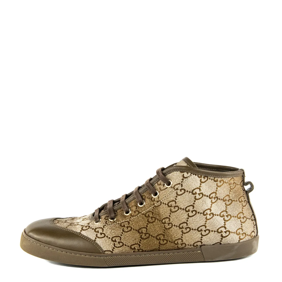 Gucci GG Supreme Charm Embellished High Top Sneakers Size US 11.5 | EU 41.5