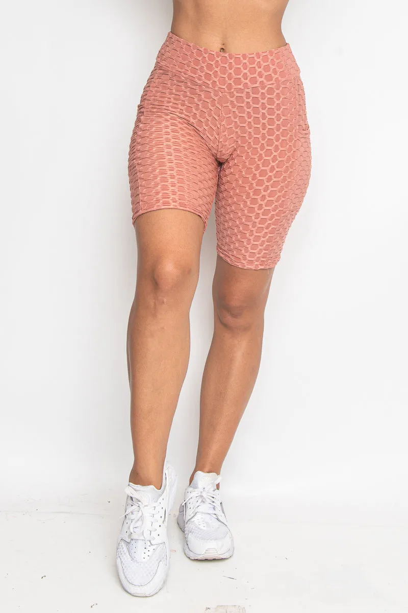 High Waist Perfect Fit Waffle Knit Bermuda Shorts (P005)