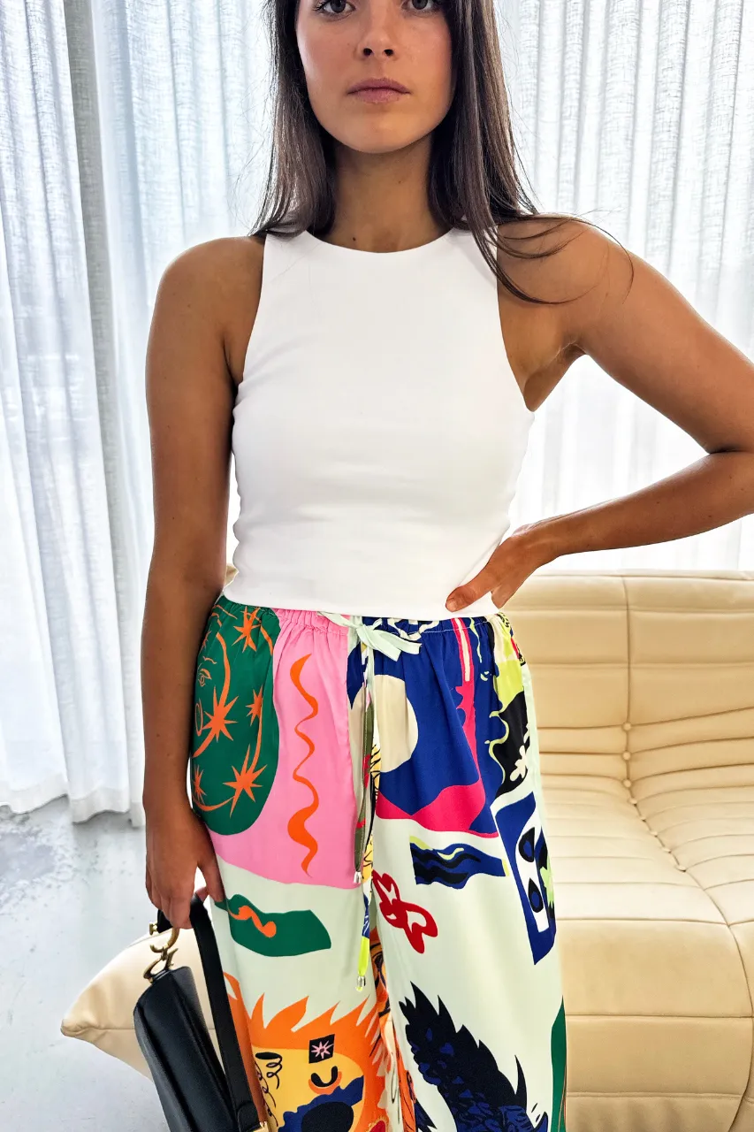 Jameson Pants - High Waist Wide Leg Pant - Print