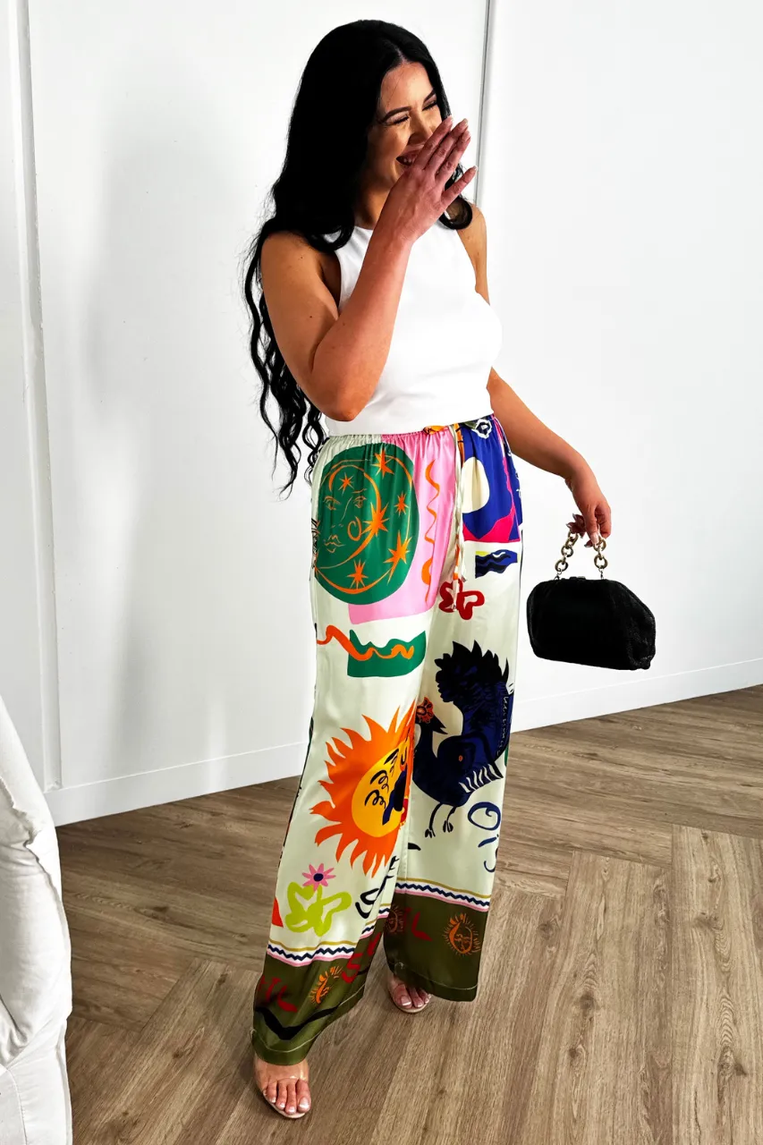 Jameson Pants - High Waist Wide Leg Pant - Print