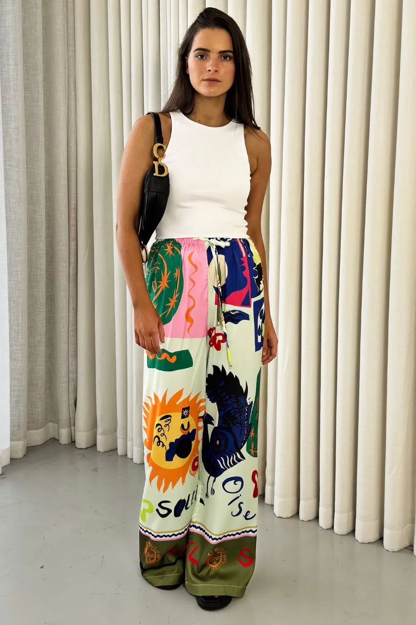 Jameson Pants - High Waist Wide Leg Pant - Print