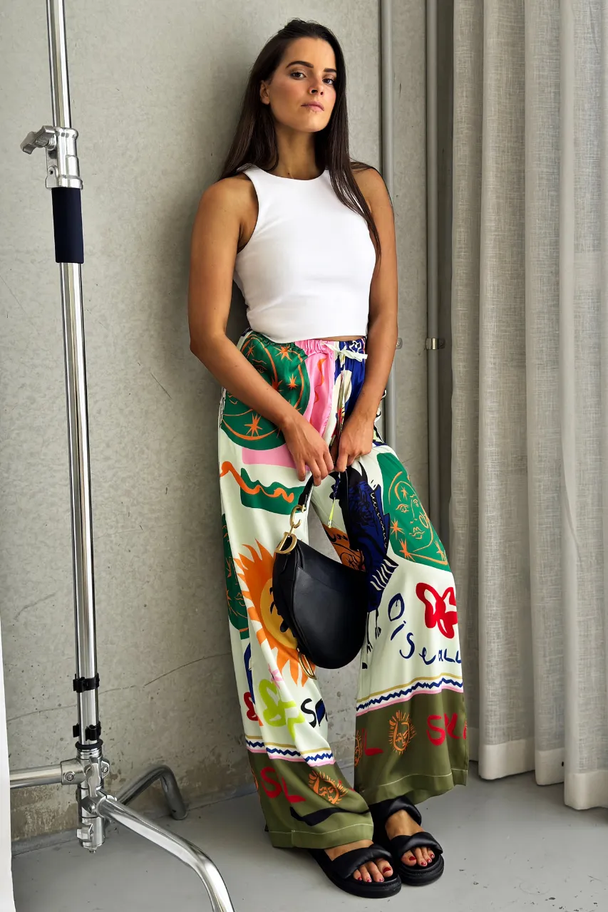 Jameson Pants - High Waist Wide Leg Pant - Print