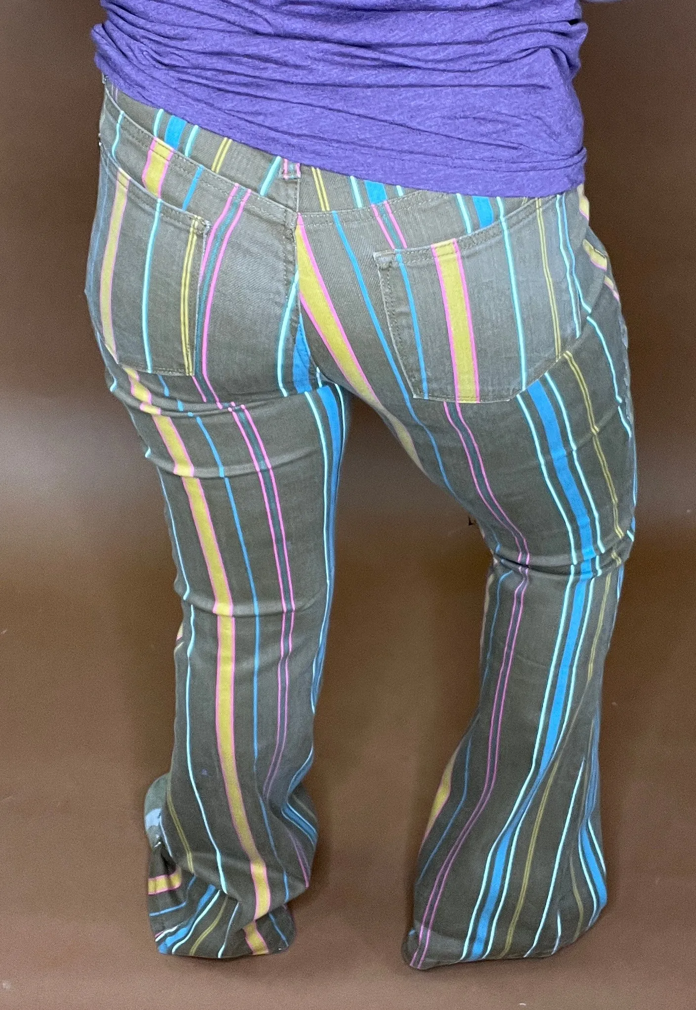 Last Call See It All Striped Flare Jeans