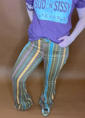 Last Call See It All Striped Flare Jeans