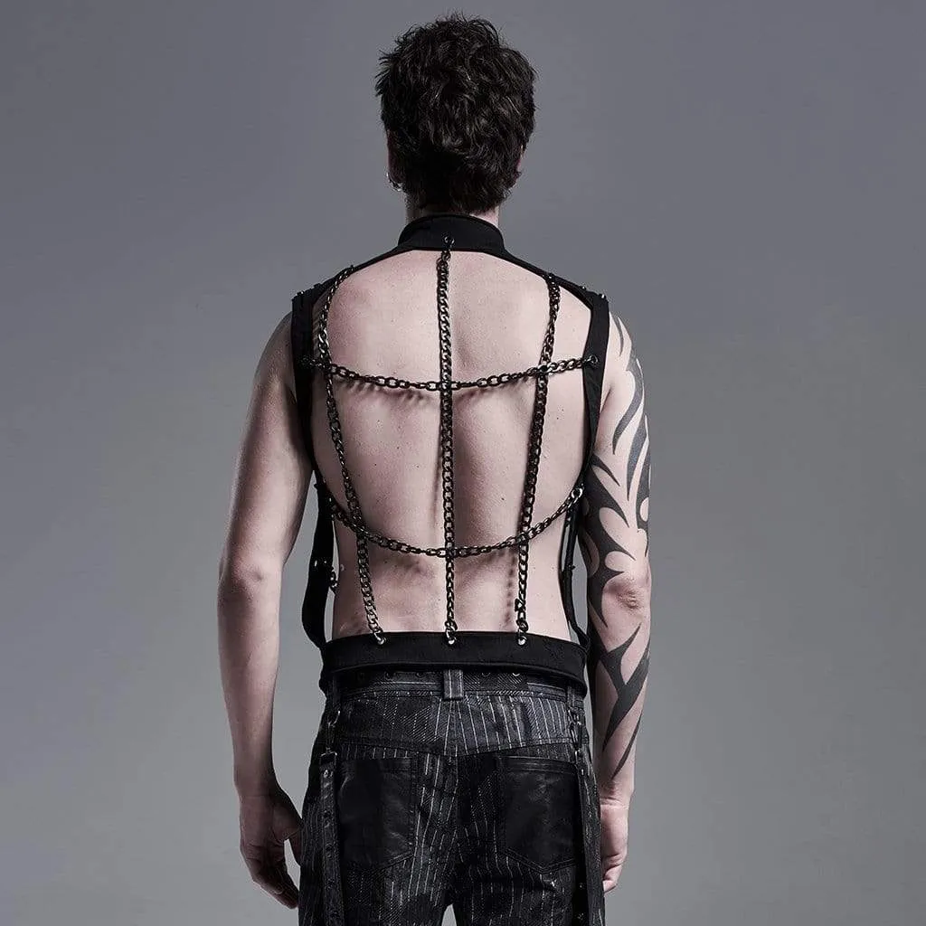 Men's Gothic Stand Collar Single-breasted Cutout Body Harnesses
