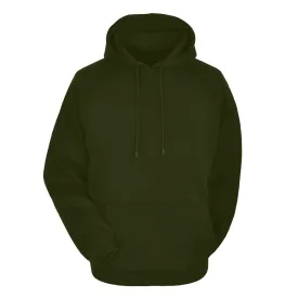 Men's Relaxed Fit Solid Olive Green Sweatshirt Kangaroo Hoodies By LazyChunks