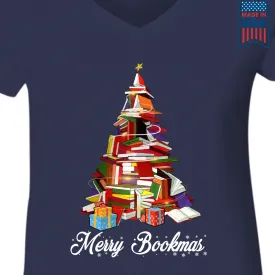 Merry Bookmas Book Lover Gift Women's V-neck T-shirt TSVB248