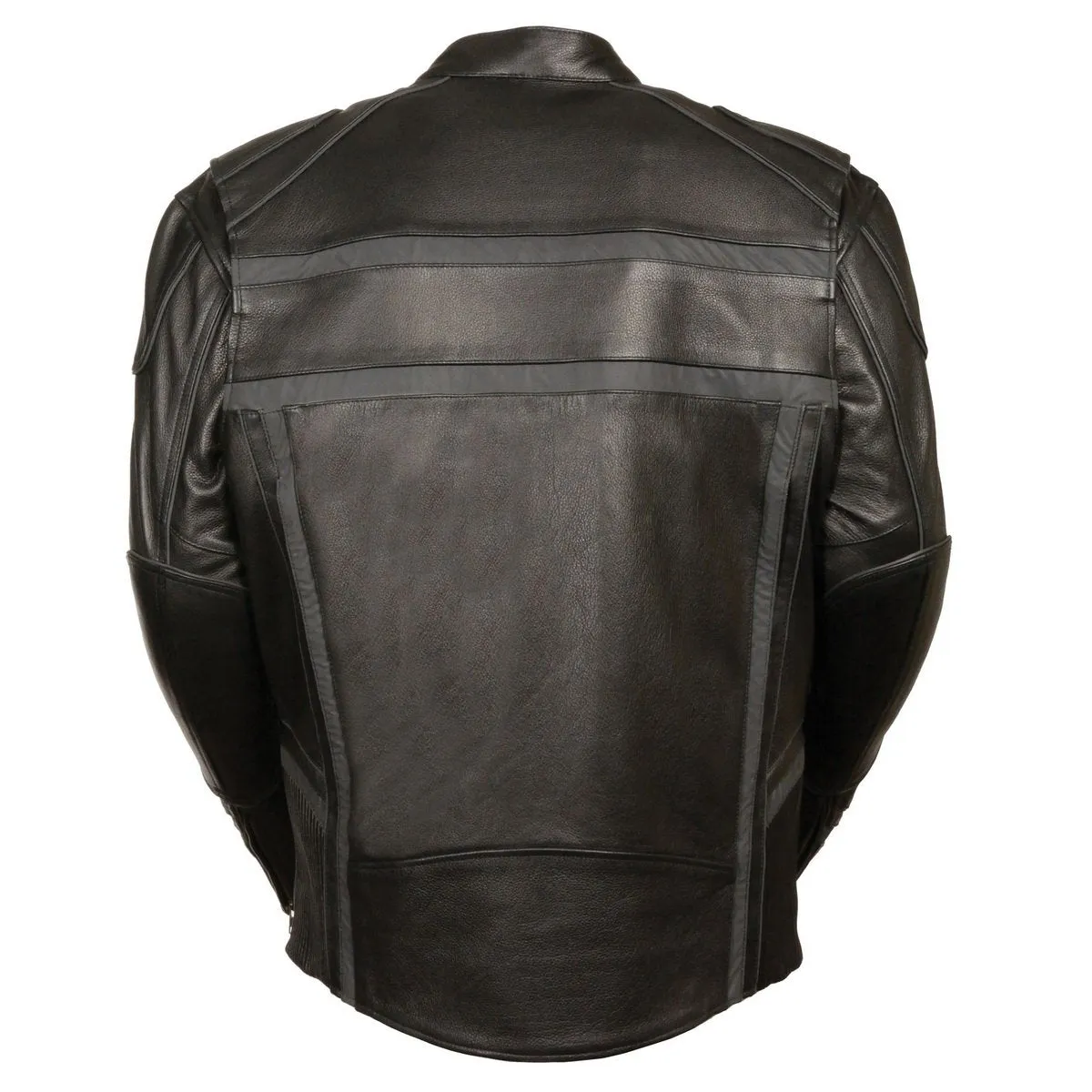 Milwaukee Leather ML2083 Men's Black Premium Leather Vented Motorcycle Rider Jacket w/ Reflective Piping
