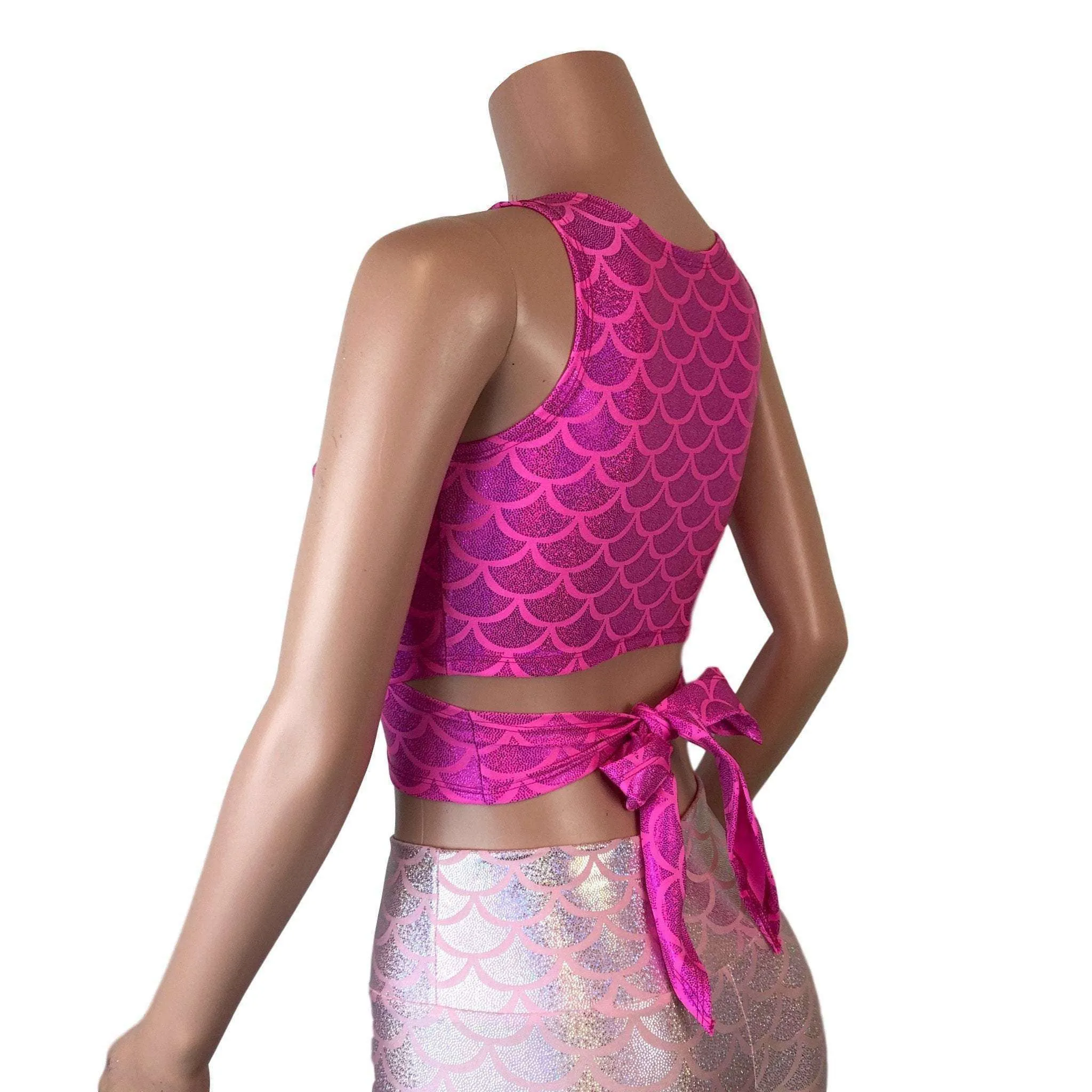 Pink Mermaid Costume w/Bell Bottoms and Wrap Top - Choose your Rise