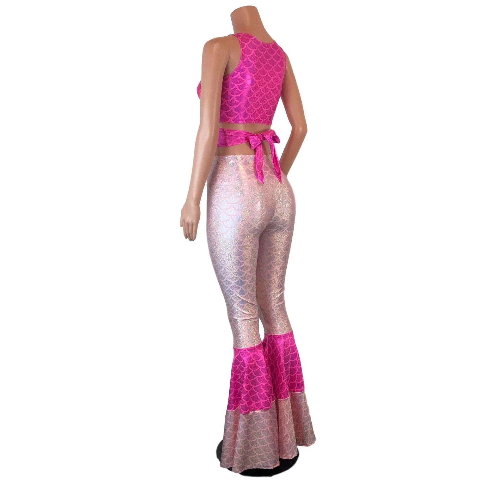 Pink Mermaid Costume w/Bell Bottoms and Wrap Top - Choose your Rise