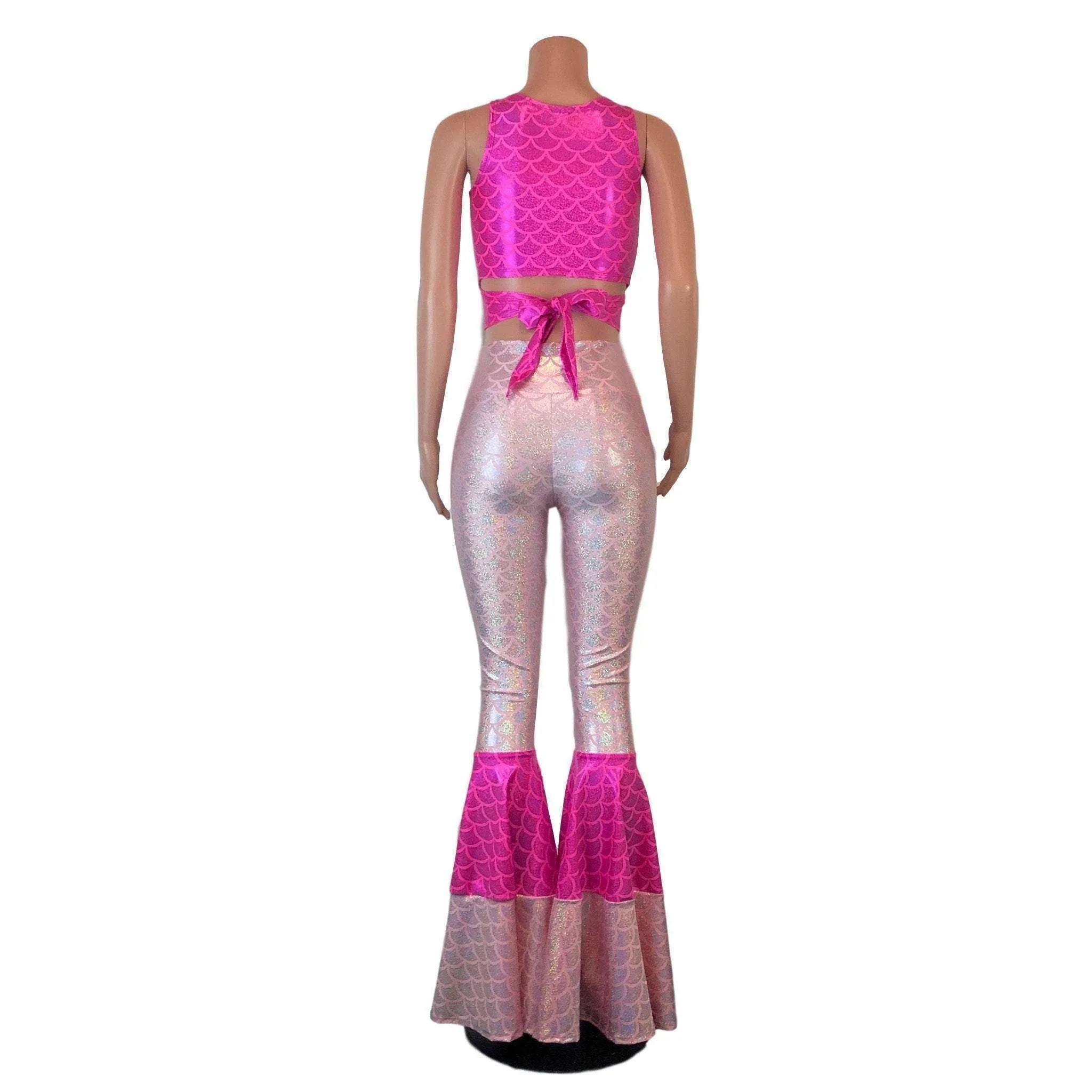 Pink Mermaid Costume w/Bell Bottoms and Wrap Top - Choose your Rise