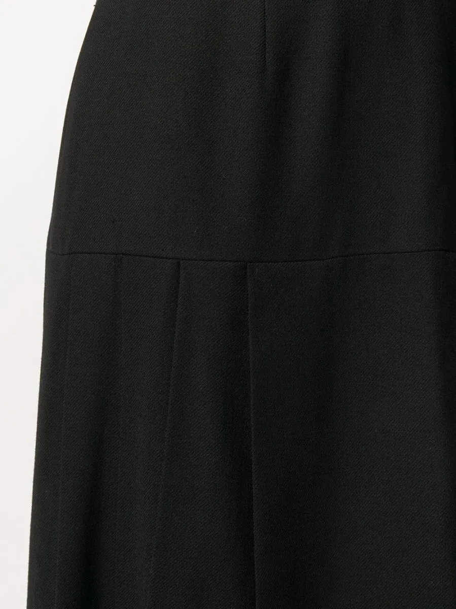 Pleated Black Wool Skirt
