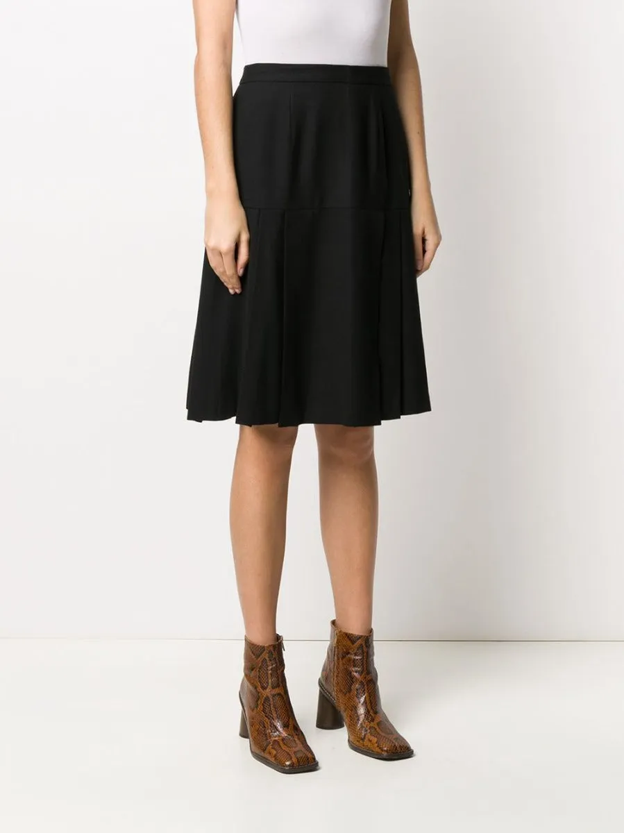 Pleated Black Wool Skirt