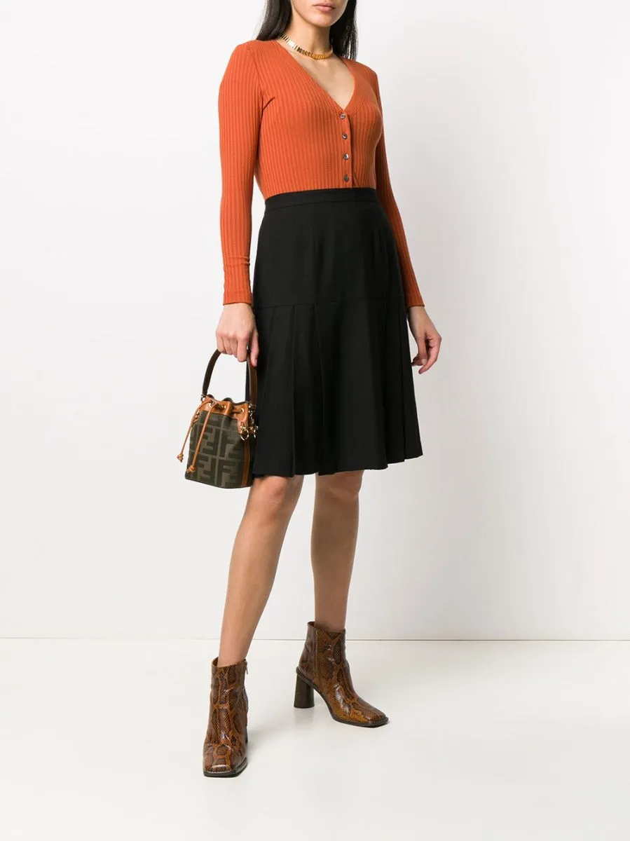 Pleated Black Wool Skirt