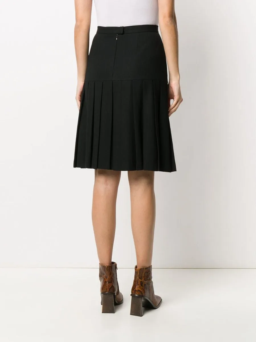 Pleated Black Wool Skirt