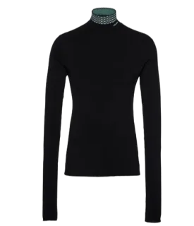 Prada Jacquard Black Turtleneck Shirt