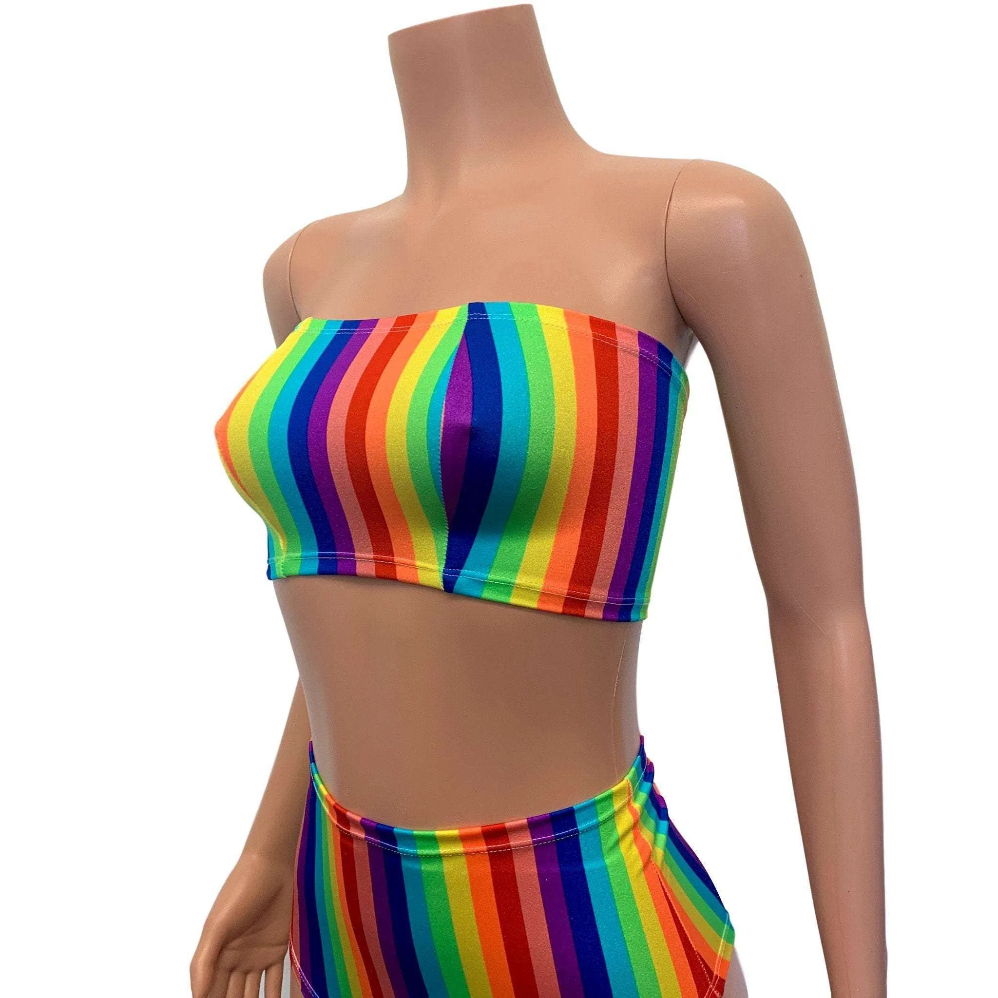Rainbow Stripe Tube Top Bandeau