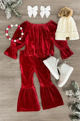 Red Velvet Bell Bottom Set